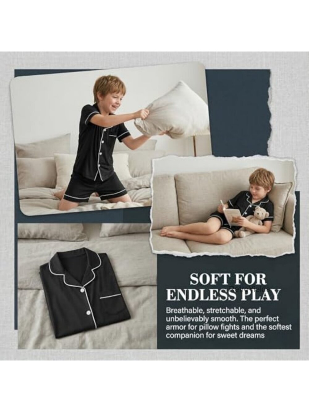 Kids Soft Pajama Set 2pc Short Sleeve Button Down Sleepwear Flame Resistant - Picture 5 of 6